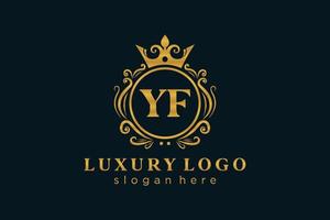 modèle initial de logo de luxe royal de lettre yf dans l'art vectoriel pour le restaurant, la royauté, la boutique, le café, l'hôtel, l'héraldique, les bijoux, la mode et d'autres illustrations vectorielles.