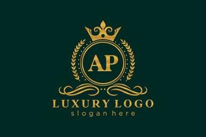 modèle de logo de luxe royal de lettre ap initiale dans l'art vectoriel pour le restaurant, la royauté, la boutique, le café, l'hôtel, l'héraldique, les bijoux, la mode et d'autres illustrations vectorielles.