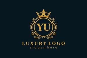 modèle initial de logo de luxe royal de lettre yu dans l'art vectoriel pour le restaurant, la royauté, la boutique, le café, l'hôtel, l'héraldique, les bijoux, la mode et d'autres illustrations vectorielles.