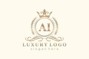 modèle de logo de luxe royal de lettre ai initiale dans l'art vectoriel pour le restaurant, la royauté, la boutique, le café, l'hôtel, l'héraldique, les bijoux, la mode et d'autres illustrations vectorielles.