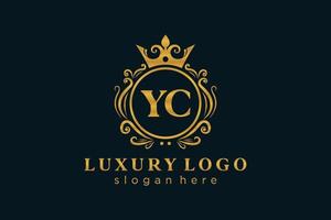 modèle initial de logo de luxe royal de lettre yc dans l'art vectoriel pour le restaurant, la royauté, la boutique, le café, l'hôtel, l'héraldique, les bijoux, la mode et d'autres illustrations vectorielles.