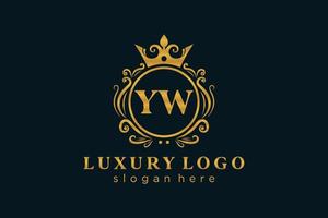 modèle initial de logo de luxe royal de lettre yw dans l'art vectoriel pour le restaurant, la royauté, la boutique, le café, l'hôtel, l'héraldique, les bijoux, la mode et d'autres illustrations vectorielles.