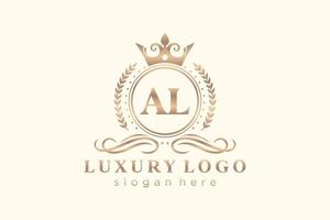 modèle de logo de luxe royal lettre initiale al en art vectoriel pour restaurant, royauté, boutique, café, hôtel, héraldique, bijoux, mode et autres illustrations vectorielles.