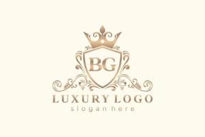 modèle initial de logo de luxe royal de lettre bg dans l'art vectoriel pour le restaurant, la royauté, la boutique, le café, l'hôtel, l'héraldique, les bijoux, la mode et d'autres illustrations vectorielles.