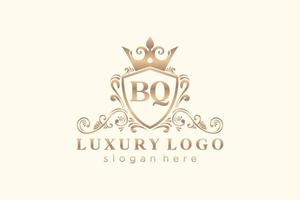 modèle initial de logo de luxe royal de lettre bq dans l'art vectoriel pour le restaurant, la royauté, la boutique, le café, l'hôtel, l'héraldique, les bijoux, la mode et d'autres illustrations vectorielles.