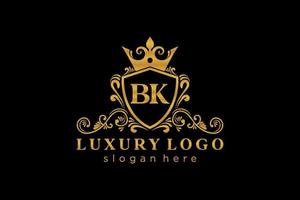 modèle initial de logo de luxe royal de lettre bk dans l'art vectoriel pour le restaurant, la royauté, la boutique, le café, l'hôtel, l'héraldique, les bijoux, la mode et d'autres illustrations vectorielles.