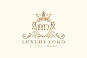 modèle initial de logo de luxe royal de lettre bd dans l'art vectoriel pour le restaurant, la royauté, la boutique, le café, l'hôtel, l'héraldique, les bijoux, la mode et d'autres illustrations vectorielles.