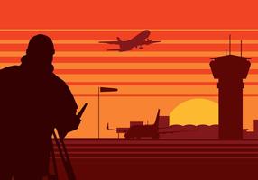 Arpenteur silhouette de l'aéroport vecteur gratuit