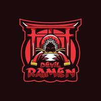 création de logo de mascotte de ramen diable vecteur