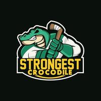 création de logo de sport de hockey crocodile vecteur