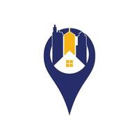 création de logo vectoriel de localisateur immobilier. conception de vecteur de symbole de carte de pin immobilier. symbole d'identification de l'immobilier.