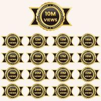 million de vues célébration fond conception bannière 10m vues à 30m vues étiquette vecteur