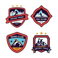 ensemble de patrouille de ski, station de ski, badges de montagne de glace et patchs de logo. logo de sports extrêmes de vacances d'hiver. vecteur