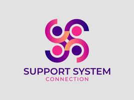 illustration de l'icône vectorielle du logo du système de soutien, du travail d'équipe et du partenariat vecteur