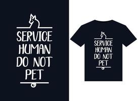 service humain ne pas caresser les illustrations pour la conception de t-shirts prêts à imprimer vecteur