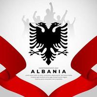 vecteur de conception de la fête de l'indépendance de l'albanie avec la silhouette du soldat et le fond du drapeau ondulé