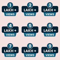 1 lakh plus vues à 9 lakh vues ensemble d'étiquettes vecteur