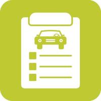 liste de vérification des articles de voiture glyphe rond icône de fond vecteur