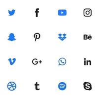 ensemble de médias sociaux bleu et noir vecteur