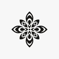 logo de symbole de fleur tribale de mandala noir sur fond blanc. conception de tatouage de décalque de pochoir. illustration vectorielle plane. vecteur