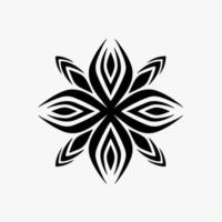 logo de symbole de fleur tribale de mandala noir sur fond blanc. conception de tatouage de décalque de pochoir. illustration vectorielle plane. vecteur