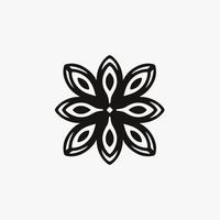 logo de symbole de fleur tribale de mandala noir sur fond blanc. conception de tatouage de décalque de pochoir. illustration vectorielle plane. vecteur