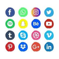 icônes de médias sociaux colorés rugueux vecteur