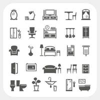 ensemble d'icônes de meubles, objets d'intérieur de maison vecteur
