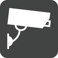 icône de fond rond de glyphe de caméra de vidéosurveillance vecteur