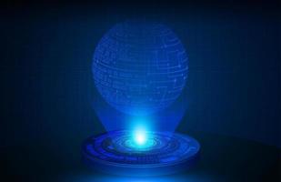 projecteur holographique globe sur fond de technologie vecteur