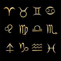 jeu d'icônes de signes du zodiaque doré