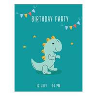 invitation d'anniversaire. bébé vert dinosaure vecteur