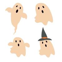 un ensemble de différents personnages fantômes d'halloween. illustration vectorielle vecteur