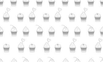 cupcakes de modèle alimentaire sans couture noir et blanc vecteur