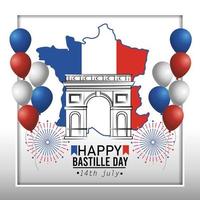bannière de célébration nationale de la fête de la bastille française vecteur