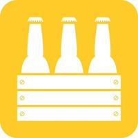 glyphe de bouteilles de bière autour de l'icône de fond vecteur