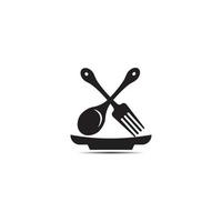 cuillère et assiette icône logo template vecteur