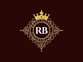 lettre rb logo victorien de luxe royal antique avec cadre ornemental. vecteur