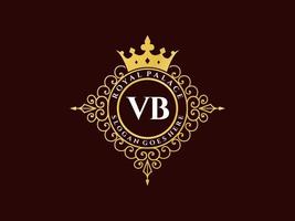 lettre vb logo victorien de luxe royal antique avec cadre ornemental. vecteur