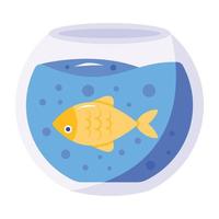 une icône plate d'aquarium de bocal à poissons vecteur