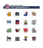 jeu d'icônes de couleur pour le jour de l'indépendance des États-Unis vecteur