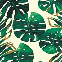 illustration vectorielle jungle avec motif de feuilles tropicales. imprimé estival tendance. modèle sans couture exotique. feuilles tropicales turquoise et vertes. fond d'écran de la jungle exotique. vecteur