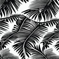 modèle sans couture de feuilles exotiques en noir et blanc. arrière-plan décoratif vectoriel abstrait élégant. feuilles de palmier tropical, motif floral vectorielle continue de feuille de jungle. papier peint de style tropical grunge.