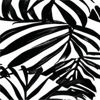 modèle sans couture de feuilles exotiques en noir et blanc. arrière-plan décoratif vectoriel abstrait élégant. feuilles de palmier tropical, motif floral vectorielle continue de feuille de jungle. papier peint de style tropical grunge.