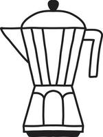 pot de moka dessiné à la main ou illustration de cafetière italienne vecteur
