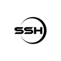 création de logo de lettre ssh avec un fond blanc dans l'illustrateur. logo vectoriel, dessins de calligraphie pour logo, affiche, invitation, etc. vecteur