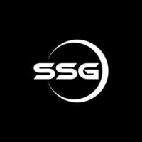 création de logo de lettre ssg avec fond noir dans l'illustrateur. logo vectoriel, dessins de calligraphie pour logo, affiche, invitation, etc. vecteur