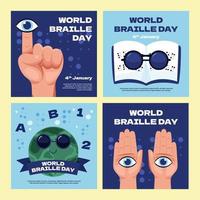 publication sur les réseaux sociaux de la journée mondiale du braille vecteur