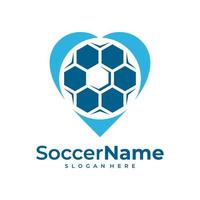 modèle de logo de football d'amour, vecteur de conception de logo d'amour de football
