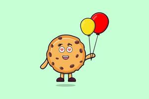 biscuits de dessin animé mignon flottant avec ballon vecteur
